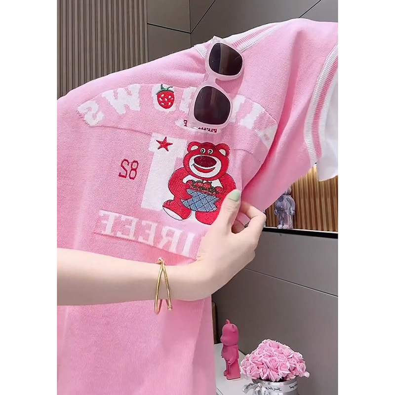 韩版休闲学院风运动球衣背心裙夏装粉色假两件短袖T恤连衣裙女生