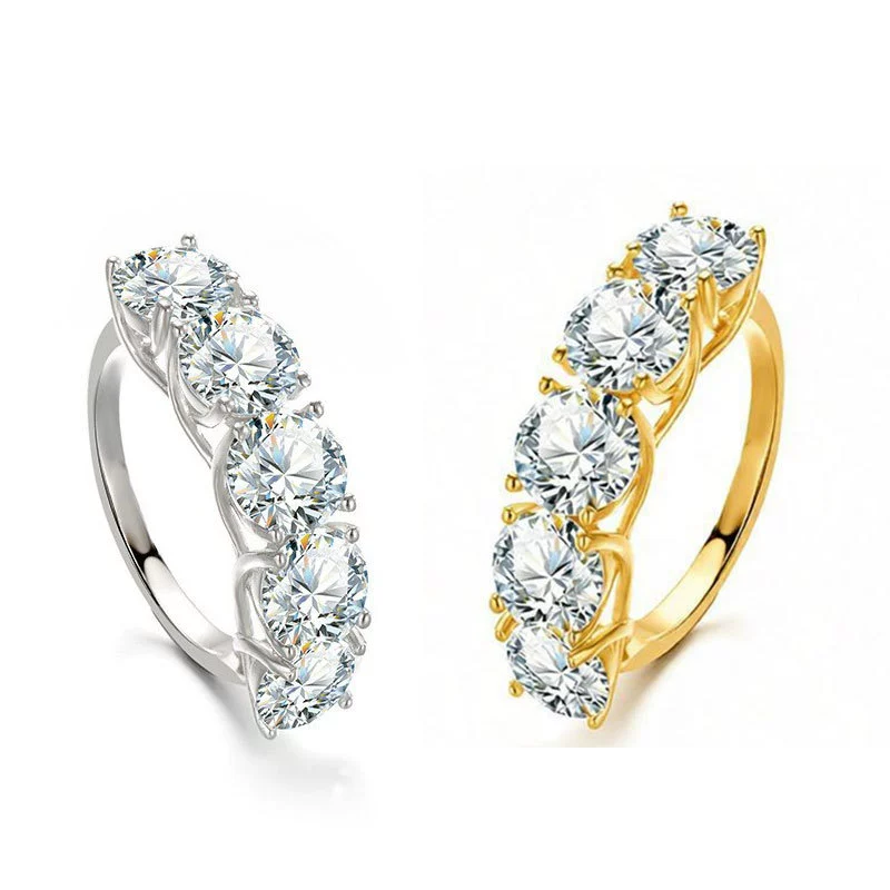 Стерлинговое серебро S925 Mossan Diamond Ring Трансграничная горячая Распродажа в Европе и Америке Преувеличенное кольцо с бриллиантом Кольцо с пятью бриллиантами Роскошное имитационное кольцо с бриллиантом