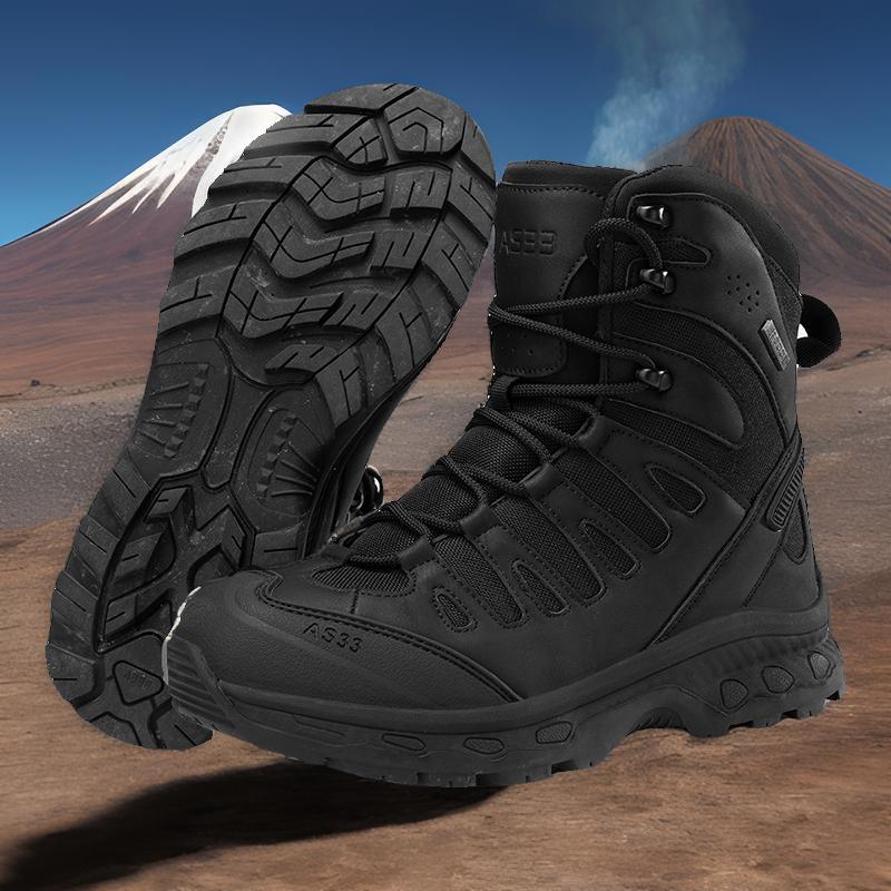 Botas de combate ultraligeras de una pieza de talla grande transfronterizas, nuevos zapatos transpirables de suela gruesa, hermosos zapatos de seguro laboral para hombres, botas cómodas