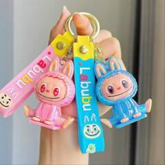 漫画電気メッキ座りラブブキーホルダーペンダントブラインドボックスラブブ人形人形小さなギフトペンダント卸売