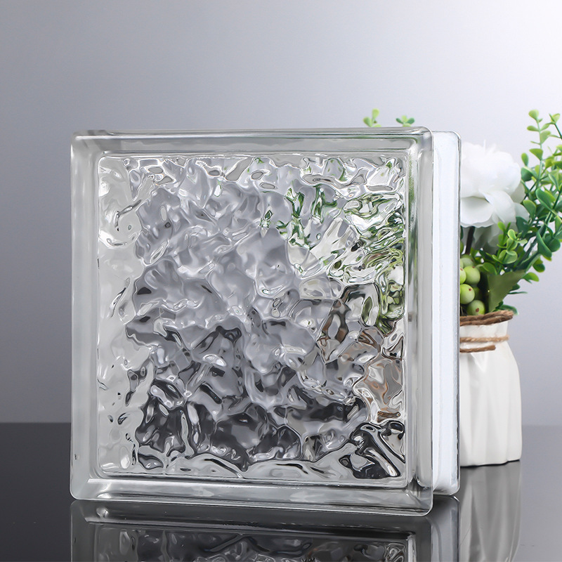 ladrillo de vidrio ultra blanco ladrillo de cristal pared de partición transparente baño opaco ladrillo hueco de patrón solar rojo