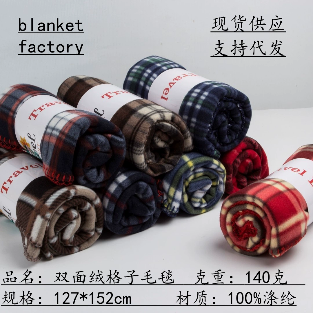 Двустороннее флисовое одеяло в клетку, в европейском и американском стиле, теплое флисовое одеяло, имитация шерсти, полиэстер, с принтом, подарочное одеяло, простыня.