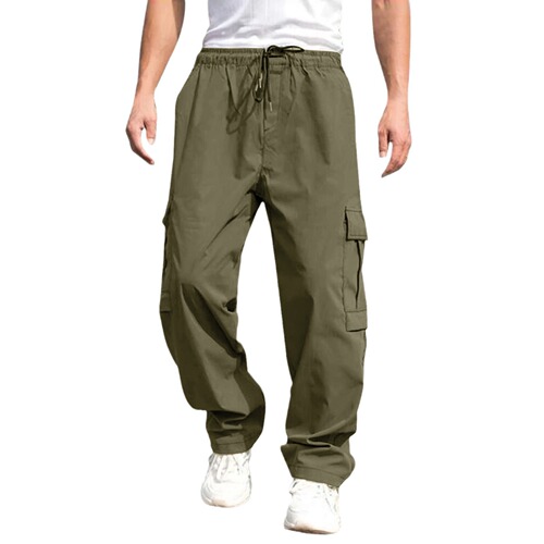 Summer green casual pants, European and American large size, men's loose straight casual charging pants, men