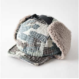 秋冬保暖磨毛迷彩羊羔毛两戴雷锋帽男女同款时尚潮流防风护耳帽