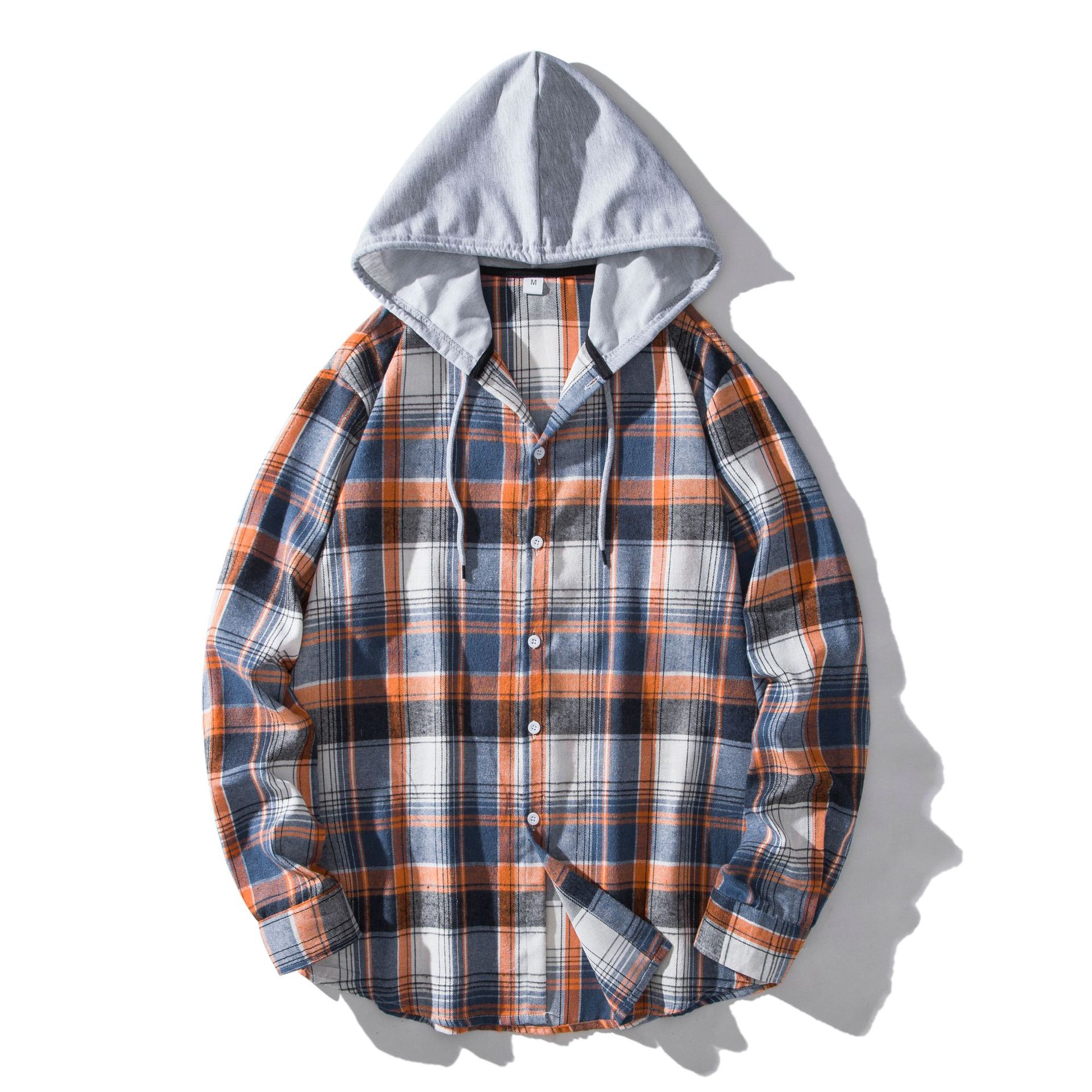 Herren Flanellhemd Mit Kapuze Kariertes Oversized Freizeithemd_voghion.com