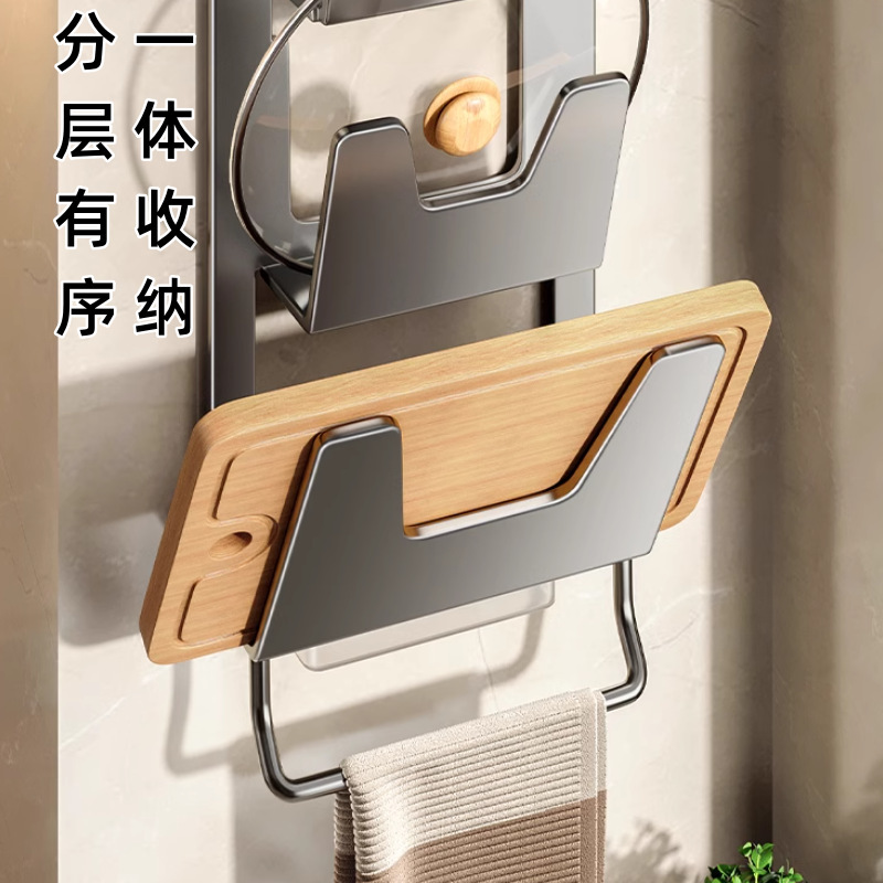 鍋の蓋の棚は穴を開けないで壁掛け式の銃の灰の台所のまな板は鍋の神器の料理のまな板を置いて棚の多機能を置いて収納します。|undefined