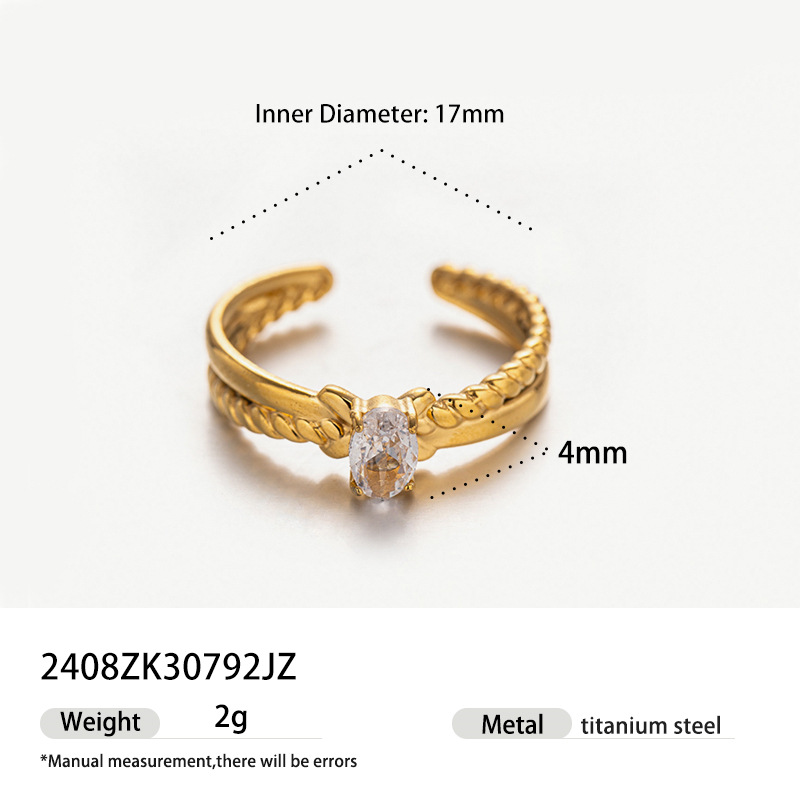 Anillo de acero inoxidable de Tayna Europa y América de lujo ligero nicho de moda personalidad anillo de incrustación de zircon blanco para mujeres no se desvanece
