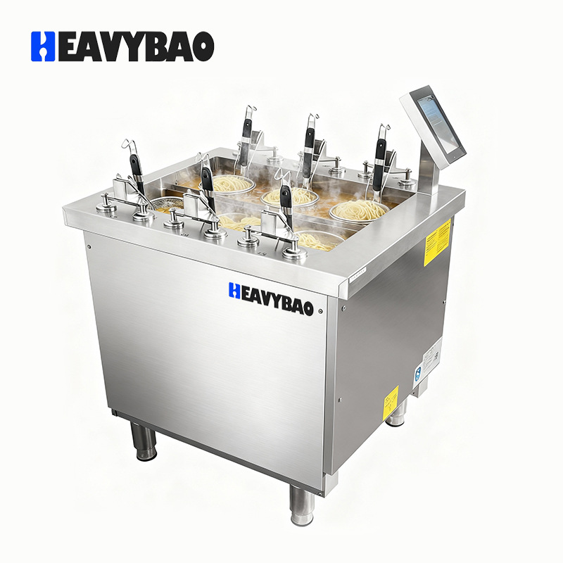 恒丽宝出口专供不锈钢立式六头智能升降煮面炉电热触摸屏操控商用