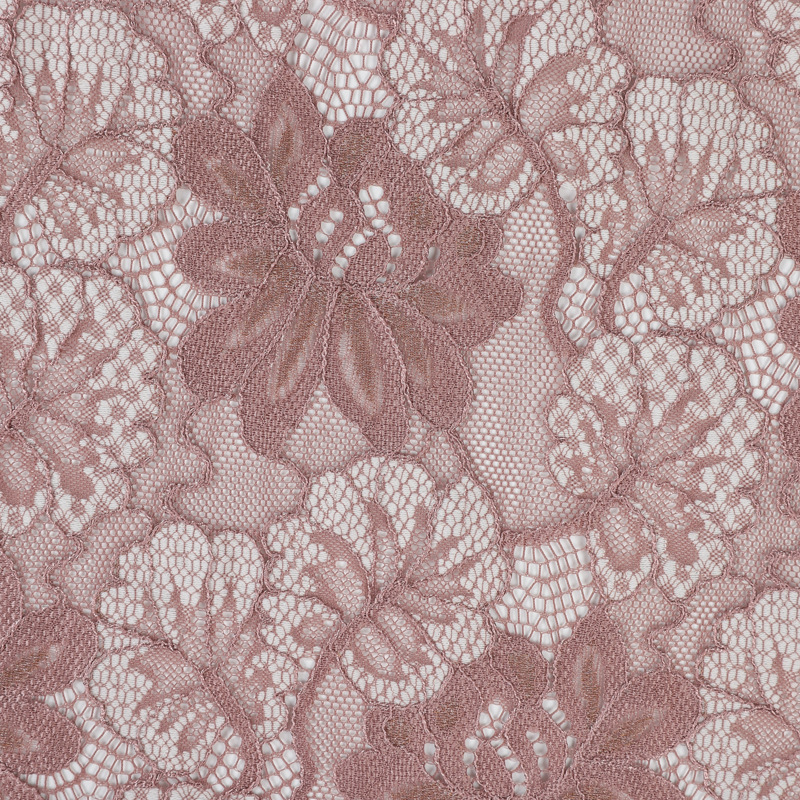现代精细印花连衣裙粉红色染色经编扎染蕾丝布料