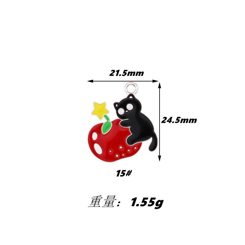 跨境卡通圣诞黑猫DIY饰品配件雪人拐杖苹果礼盒吊坠耳环钥匙扣配|undefined