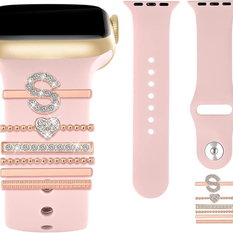 Suitable for apple watch 38mm silicone strap decorative ring letter ABC silicone strap Suitable for apple watch 38mm silicone strap decorative ring letter ABC silicone strap
