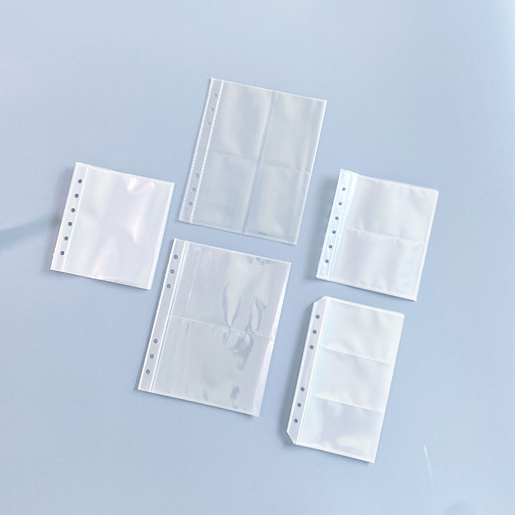 A5活页相册袋6孔高透3寸5寸追星小卡diy相册卡册收纳袋 4格替芯内