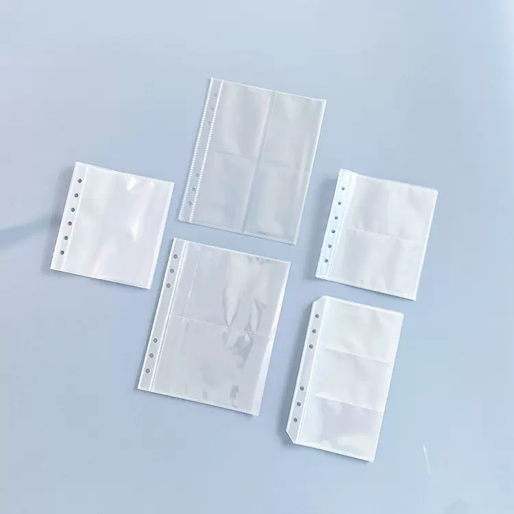 A5活页相册袋6孔高透3寸5寸追星小卡diy相册卡册收纳袋 4格替芯内