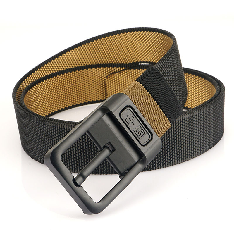 [Doble cara de doble uso] nueva hebilla giratoria cinturón de nylon de dos colores para jóvenes y de mediana edad casual cinturón de pantalones de lona de todos los partidos