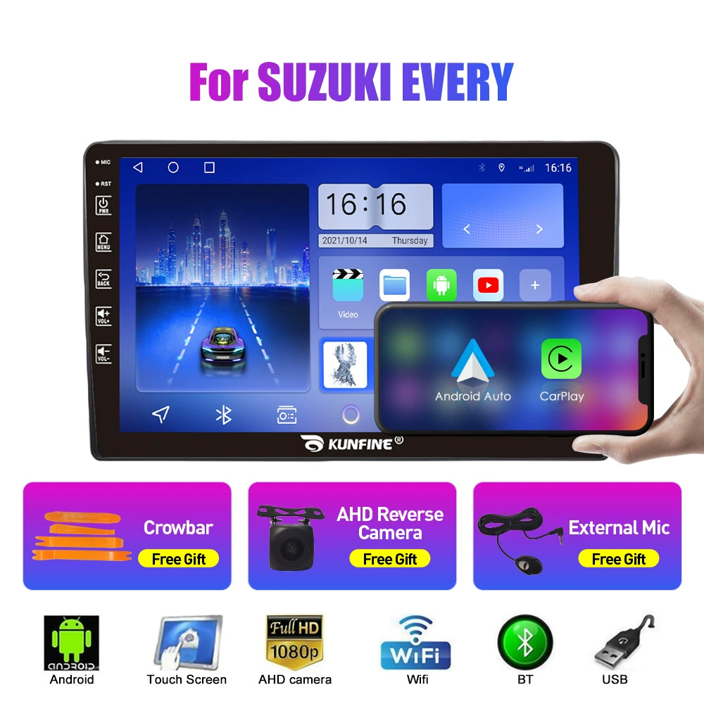 Подходит для Suzuki EVERY, 9-дюймовый Android автомобильный навигатор GPS с изображением при движении задним ходом, универсальный моноблок