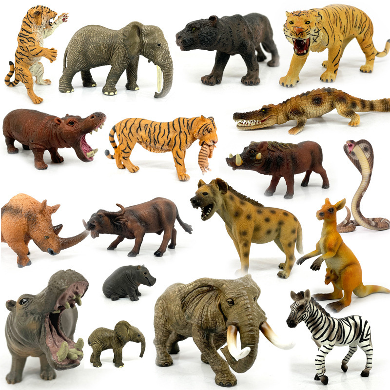 Children's Boy's wild animal model elephant lion Tiger kangaroo Cobra rhinoceros simulation animal hand office
