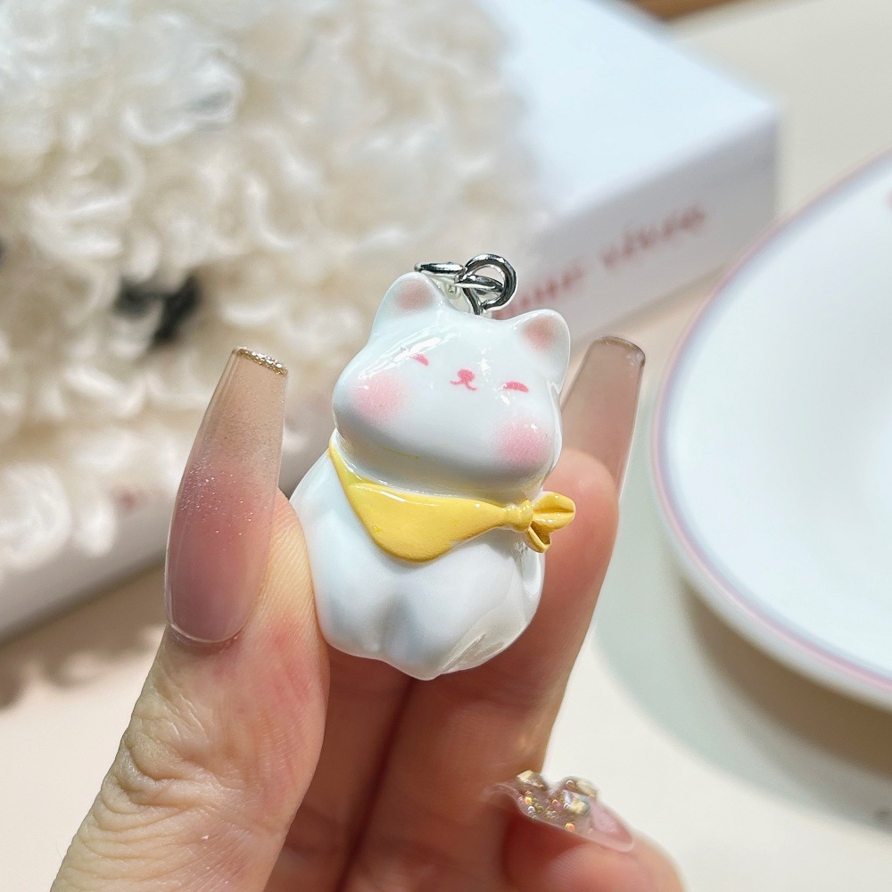 Lindo gatito tridimensional colgante llavero flor niña corazón ins viento dulce animal colgante con cuentas regalo