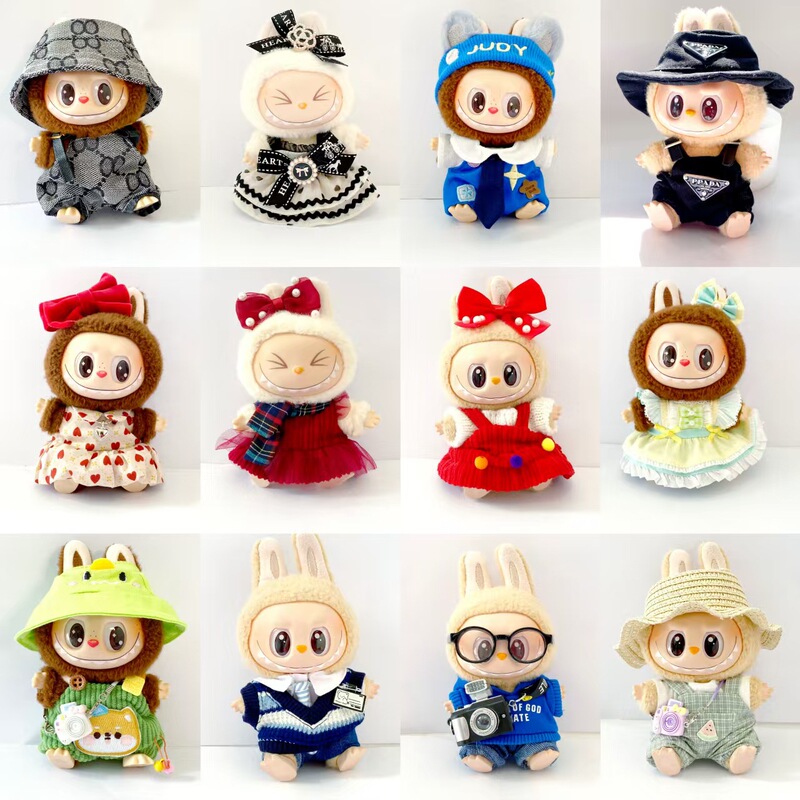 First, Second, and Third Generation Labubu Sitting Party Accessories Baby Clothes Sweater T-Shirt Overalls Casual Outfit Replacement Summary 2