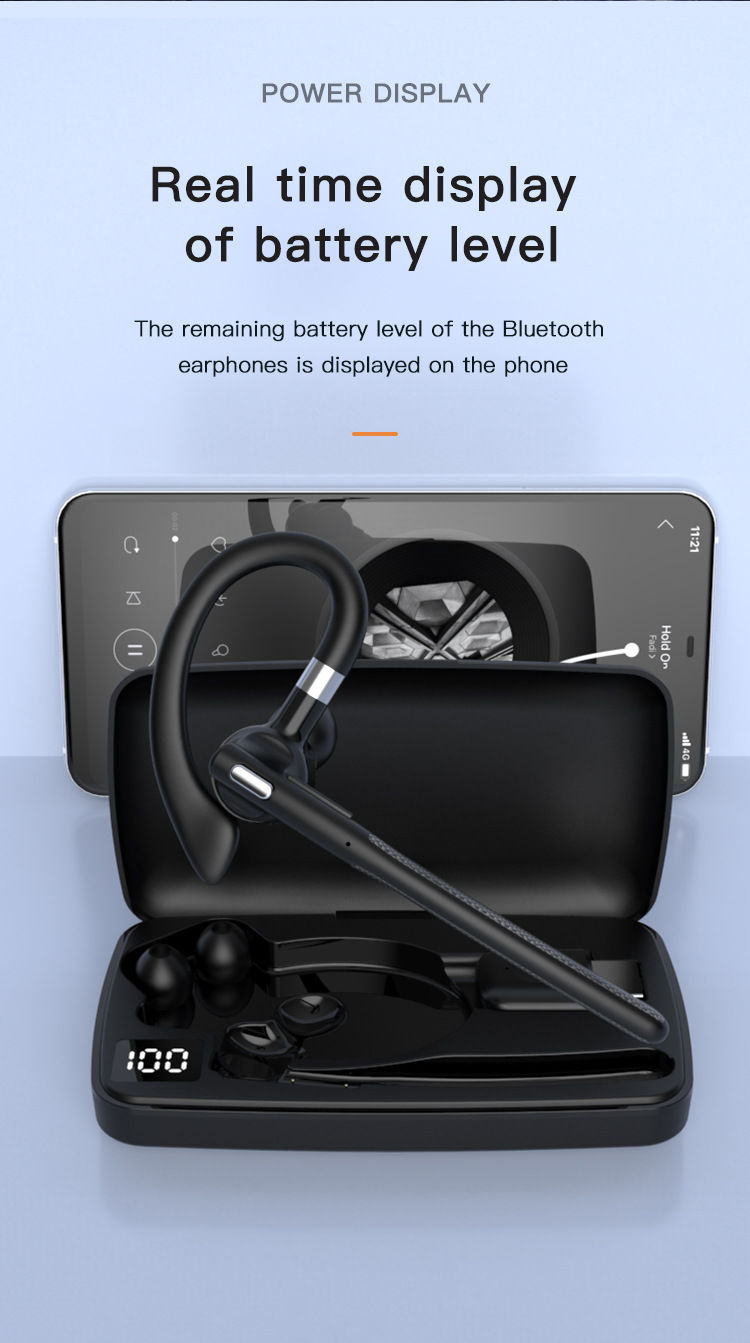 Wireless Bluetooth Hook-on Earphone Business Style With Case_voghion.com