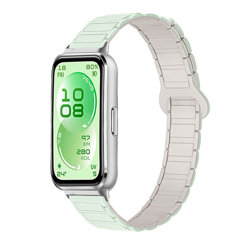 Suitable for Huawei Band 11/11Pro Huawei Band 11 Pro Wristband Buckle Three-Bead Silicone Magnetic Watch Strap