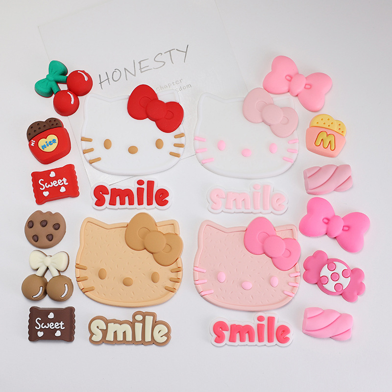 biscuit bow tie  head soft glue pvc accessory diy hole slippers buckle phone case barrettes water cup decorative sticker
