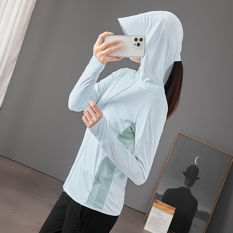 Ropa de protección solar para mujeres verano 2022 nuevo hielo anti-UV transpirable ropa de pesca de protección solar para hombres de bicicleta abrigo delgado image 2