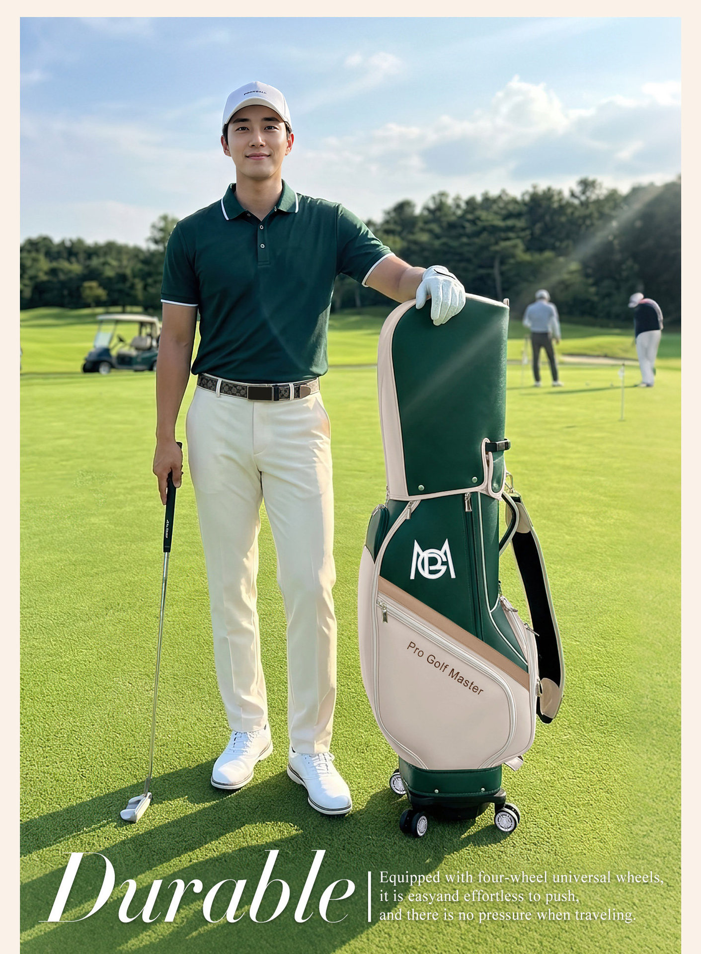 Túi đựng gậy golf PGM bánh xe xoay 360° chống bẩn dễ lau, kiểu Hàn Quốc — Xanh kaki [Bánh xe xoay 360°/Chống bẩn dễ lau/Lưu trữ đa năng] QB201, Nâu kaki [Bánh xe xoay 360°/Chống bẩn dễ lau/Lưu trữ đa năng] QB201 chi tiết 6