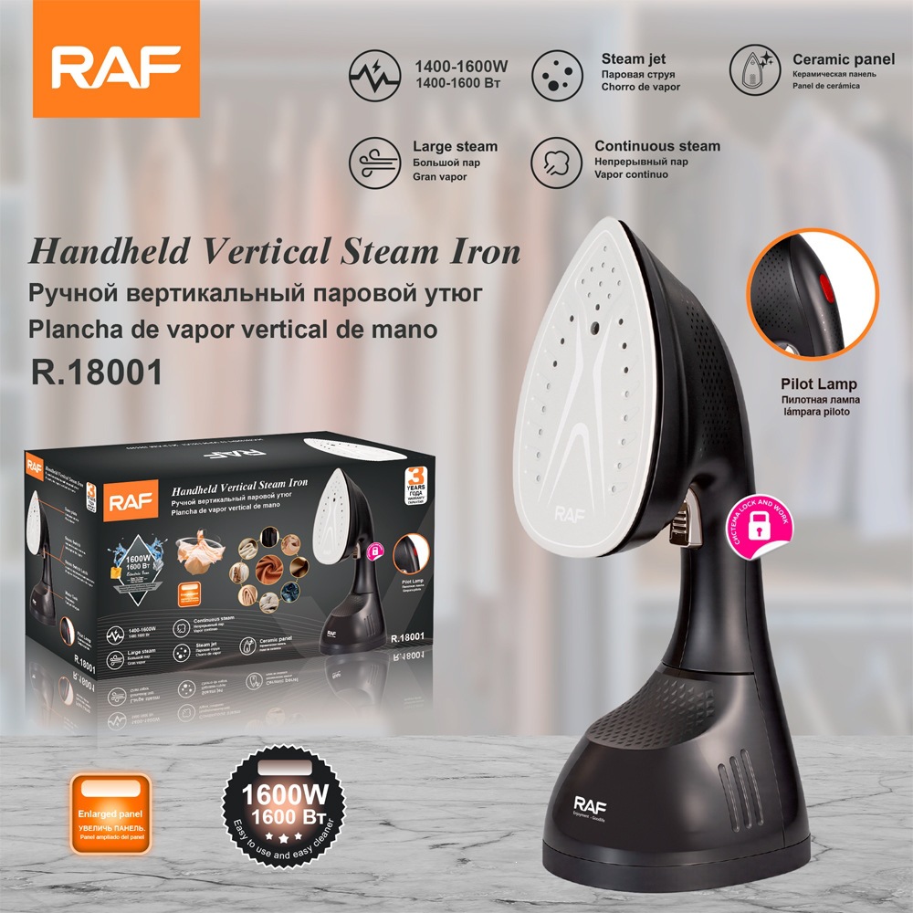 Plancha de Vapor Portátil R18001 con Suela de Teflón Antiadherente de 3 Niveles de Temperatura para Hogar
