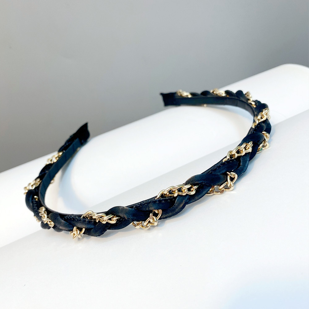 Fashion Leather Metal Chain Twist Braid Headband display picture 1