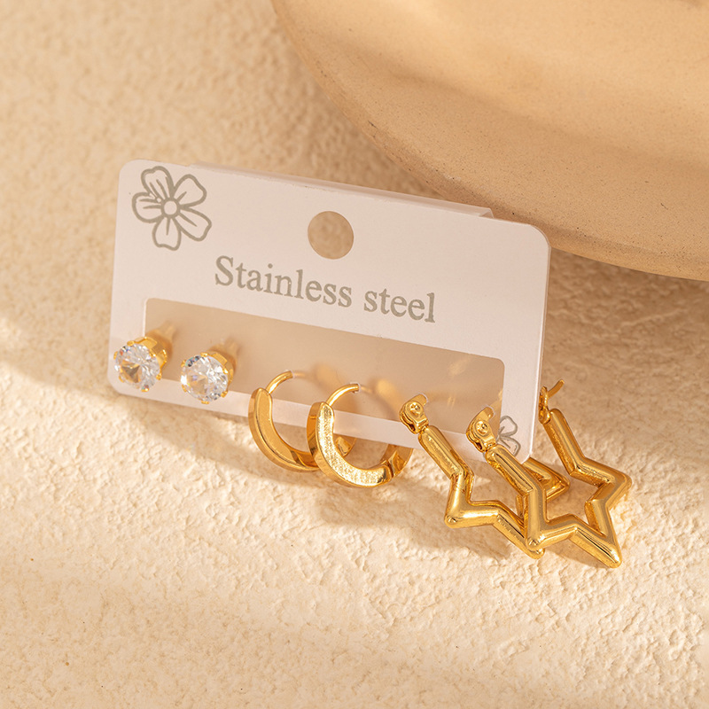 Five-pointed star earring set 1136