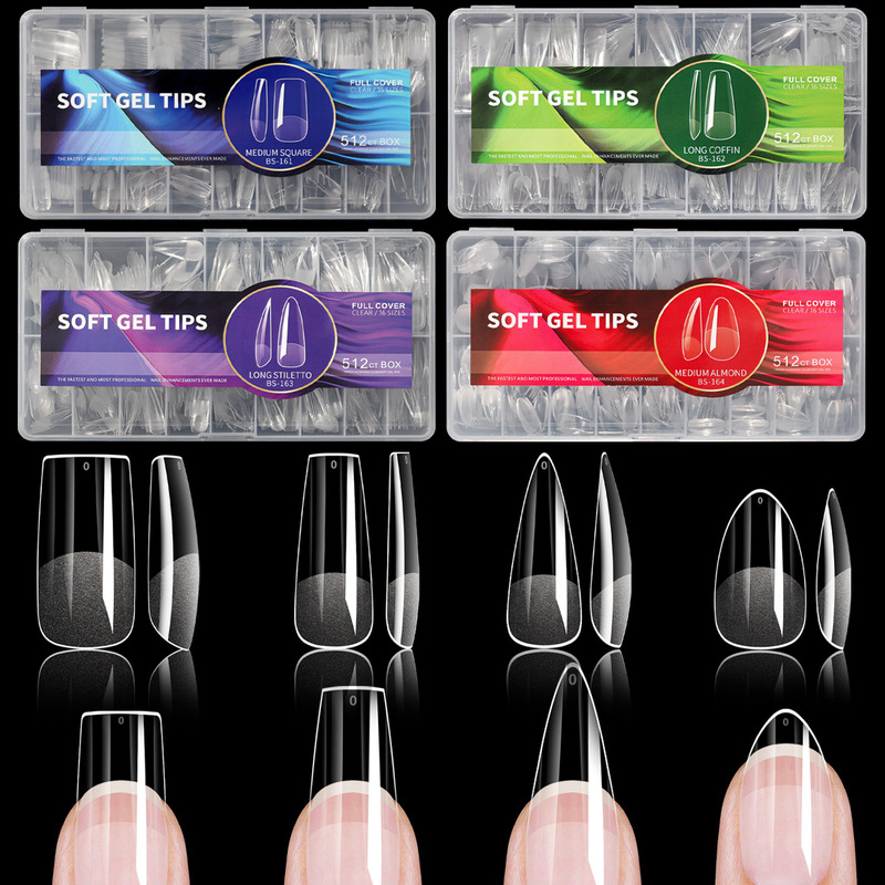 512 Pieces of Nail Patches, No Engraving and Grinding, Medium and Long Manicure Patches, Semi-Frosted Ultra-Thin Traceless Soft Gel Nail Patches Wholesale