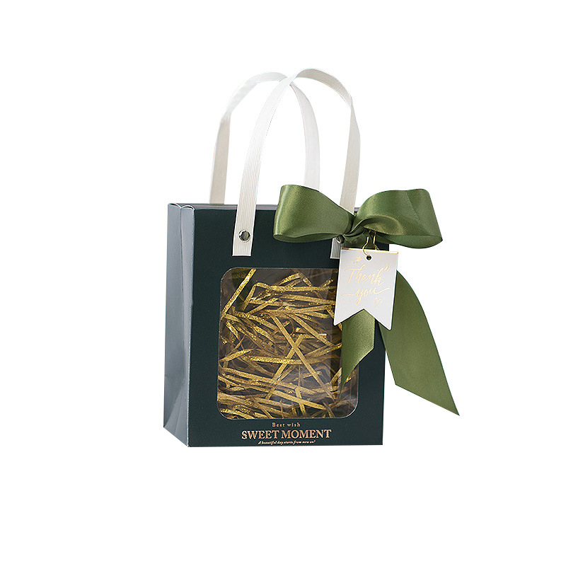 Bolsa de papel de ventana al por mayor estilo ins bolsa de papel de tamaño pequeño bolso de regalo de mano bolso de regalo transparente bolsa de regalo de tarjeta blanca