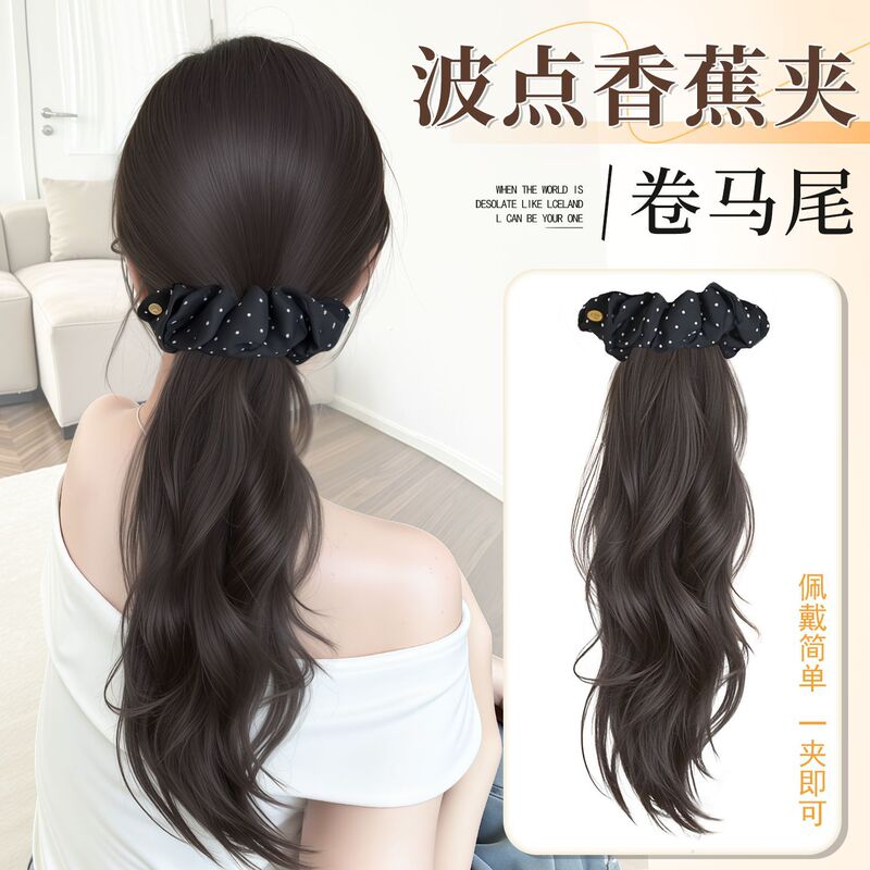 Ponytail Wig Braids for Women, Stylish Polka Dot Banana Clip, Natural Hair Volume Increase, Long Braid Hair Accessory, Wig Braids Ponytail Ponytail Wig Braids for Women, Stylish Polka Dot Banana Clip, Natural Hair Volume Increase, Long Braid Hair Accessory, Wig Braids Ponytail