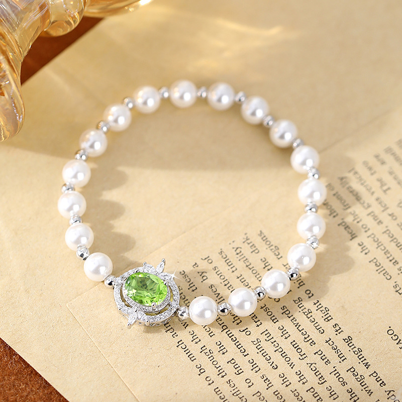 Pequeño libro rojo estilo caliente cuentas de concha joyería de cristal natural S925 pulsera de plata esterlina serie de tesoros de color premium femenino especial transfronterizo