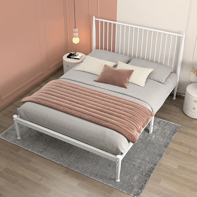 Wrought Iron Bed, Double Iron Frame Bed, Nordic Minimalist Style, Trendy Princess Bed, Apartment Bed 1.35m 1.8m Wrought Iron Bed, Double Iron Frame Bed, Nordic Minimalist Style, Trendy Princess Bed, Apartment Bed 1.35m 1.8m