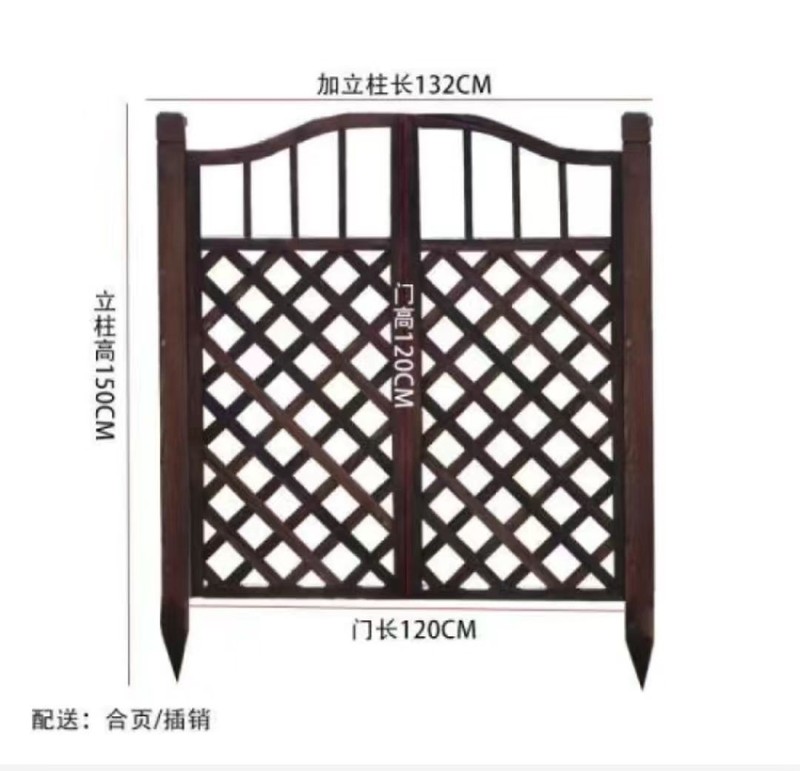 栅栏门防腐木门园艺双开篱笆门菜园院子门木围栏花园门户外木质|undefined