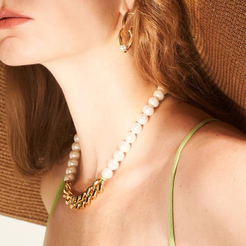 Streetwear Geometric Artificial Pearl Copper Plating Womenu0027S Necklace