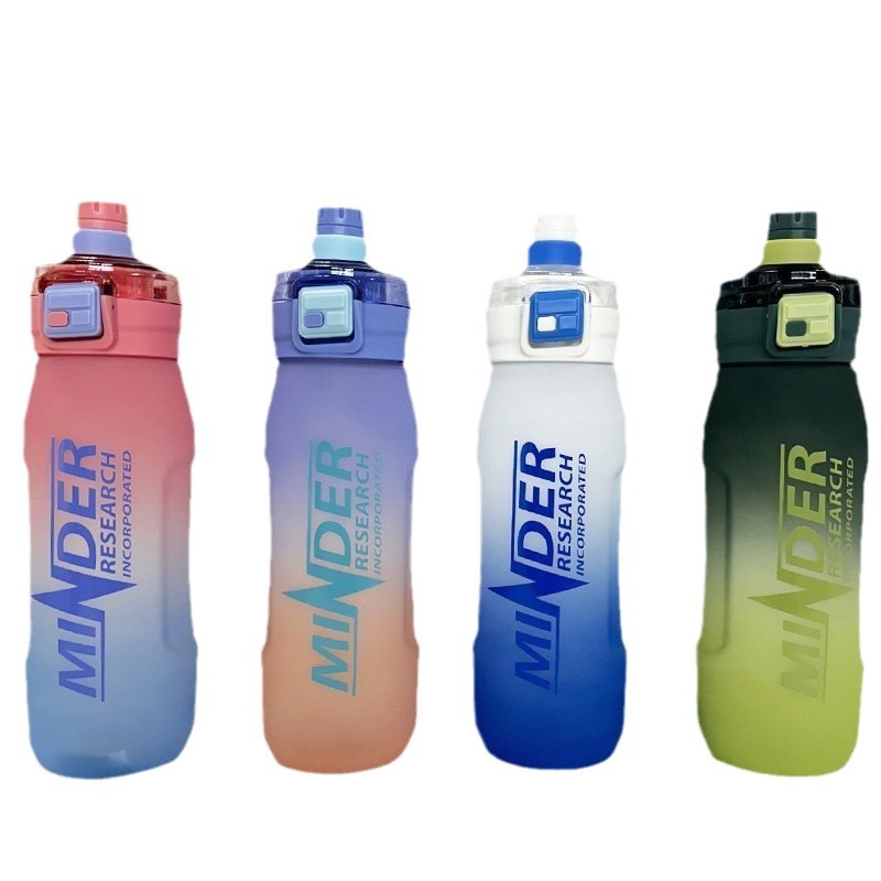 estudiantes de alto valor facial portátiles de acondicionamiento físico botella de agua al aire libre de gran capacidad de color gradiente taza de plástico doble bebida