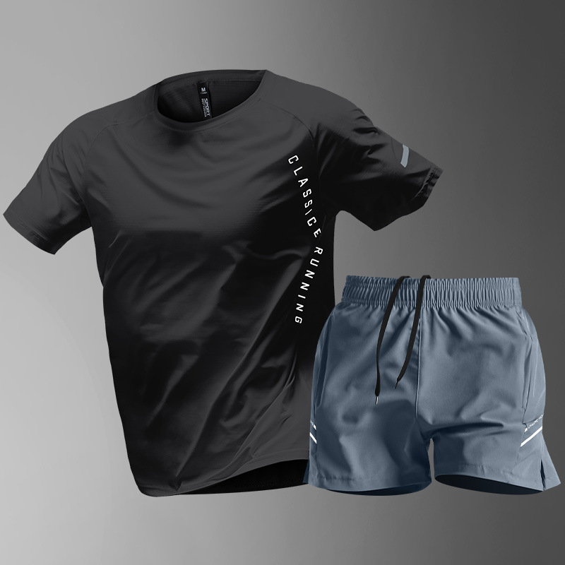 Running sports suit hombre camiseta de hielo de verano ropa de secado rápido pantalones de baloncesto sueltos ropa de entrenamiento fitness