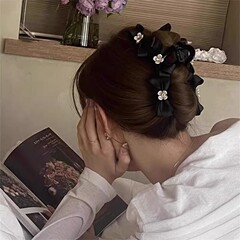 小香风蝴蝶结发夹女后脑勺丸子头抓夹气质马尾夹固定夹子头饰发卡
