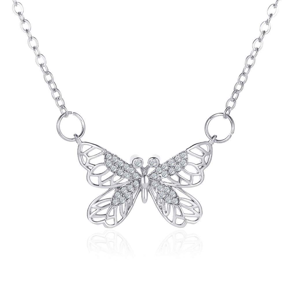 New Style Diamonds Butterfly Pendant Necklace, Popular on the Internet, and niche, Hollow Collar Chain, Fashionable_voghion.com