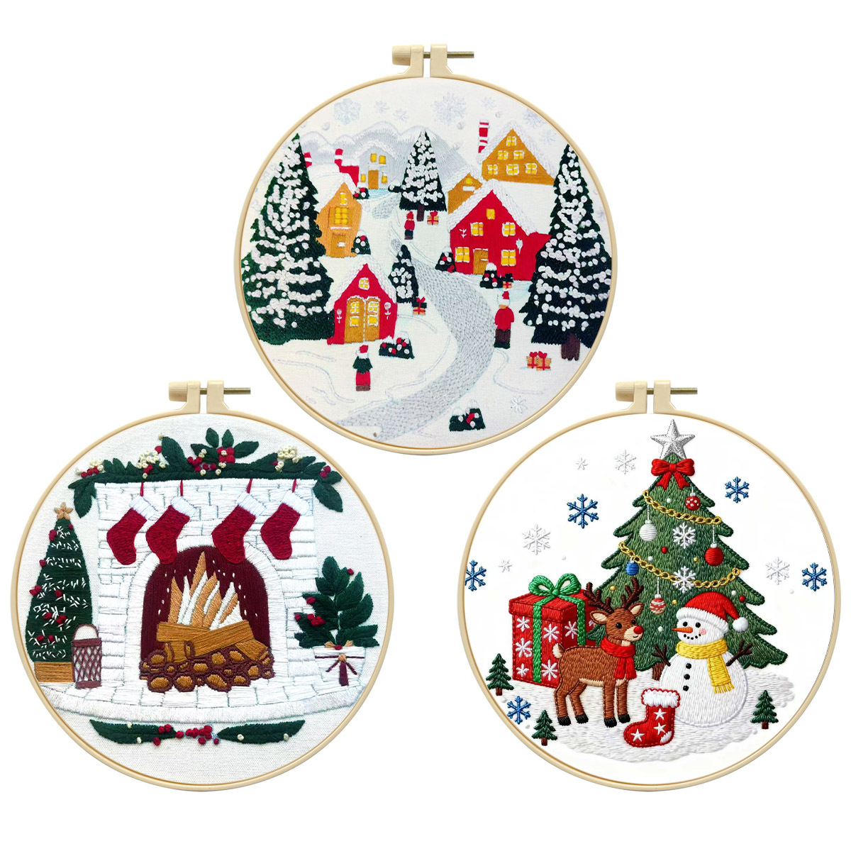 2025 Navidad bordada hecha a mano DIY paquete de materiales Navidad bordado Inglés venta directa transfronteriza