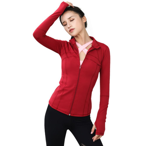 Women's winter and autumn yoga suit jacket top with fleece lining, outerwear for fitness running sports long sleeve fingerless, factory direct batch