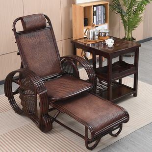 Rattan Chair, Real Rattan Lounge Chair, Foldableing Nap Chair for the Elderly, Backrest Chair, Balcony Rattan Nap Chair, Lazy Leisure Chair