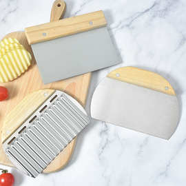 橡木柄面团面包切刀面粉刮板 方形刮板 木柄波浪切刀家用烘焙工具