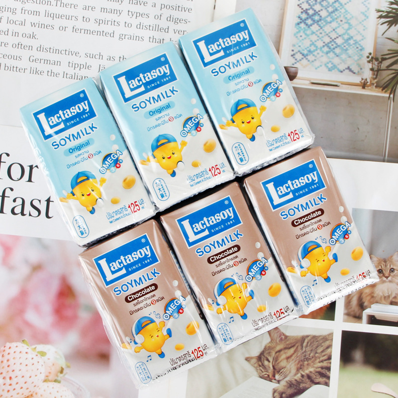 Powerful Lion Soy Milk 125ml*6 Boxes Lactasoy Original Chocolate Soy Milk Beverage Wholesale