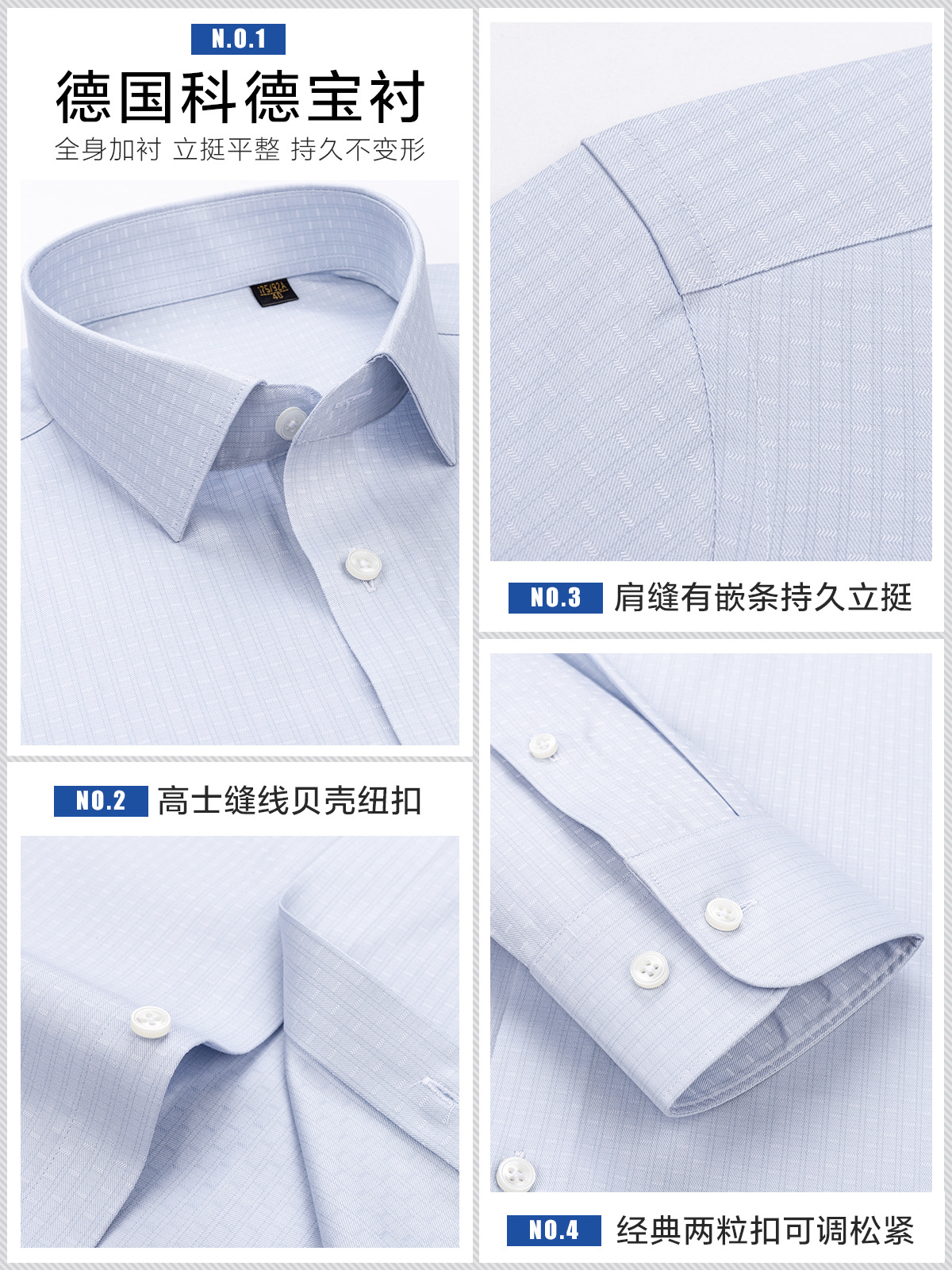DP prendas de vestir sin quemar camisa de hombre gris azul oscuro de lujo de calidad de negocios ropa casual 200 4 hebras