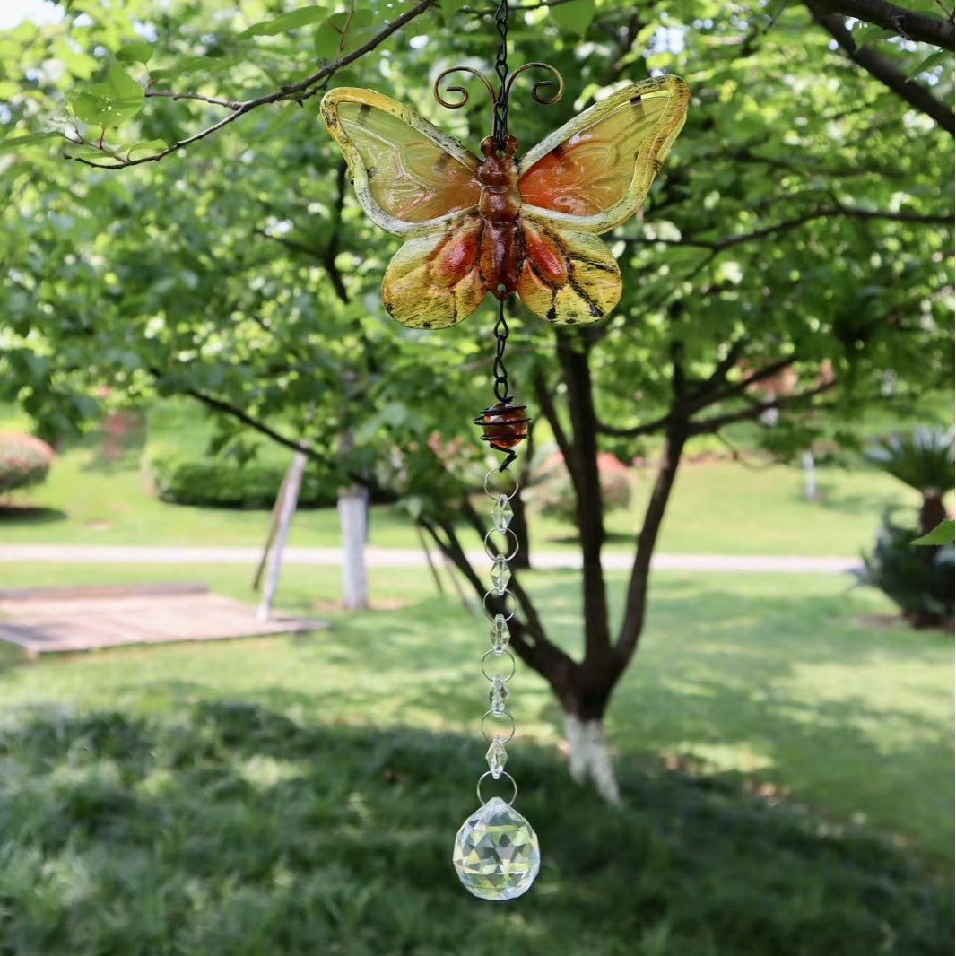 Nieuwe vlinder windgong van glas, beschilderd, van ijzer en metaal, creatief hangend cadeau, decoratie, groothandel_voghion.com