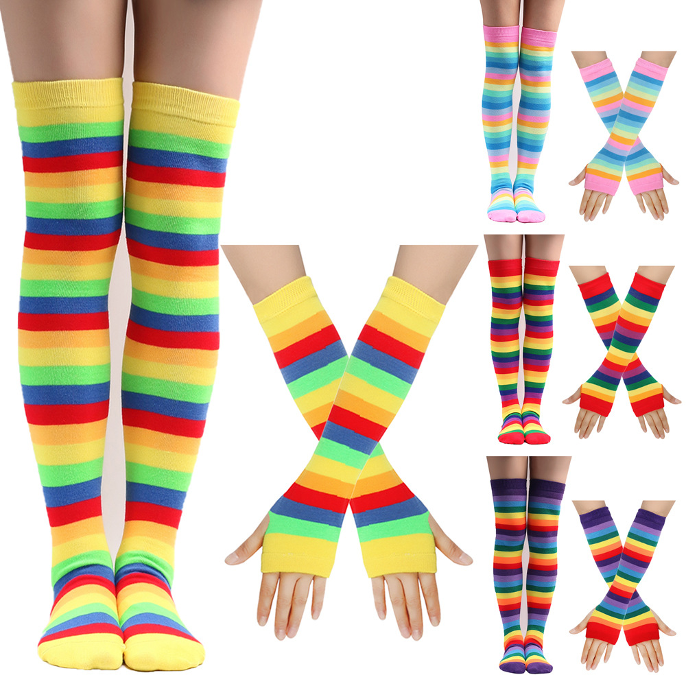Unisex Casual Rainbow Polyester Cotton Over The Knee Socks 1 Set display picture 3