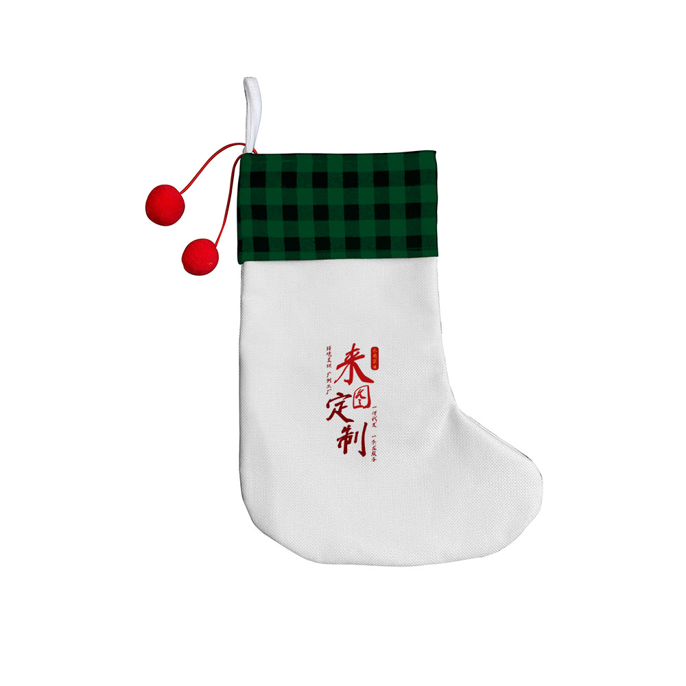 Personalizado con algodón de hortenida calcetines de Navidad calcetines de tela cuadrada a lo largo de bolsas decorativas de árbol de Navidad xqds0436a